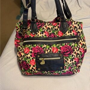 Betsy Johnson Floral Leopard Print Tote Bag